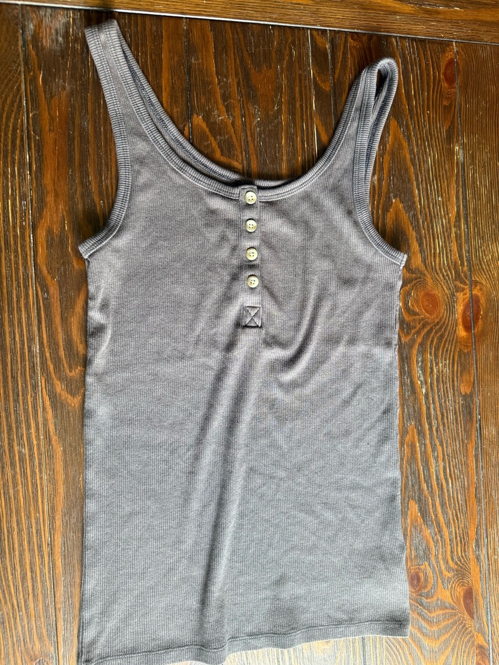 American Eagle Outfitters Brown Ribbed Henley Tank